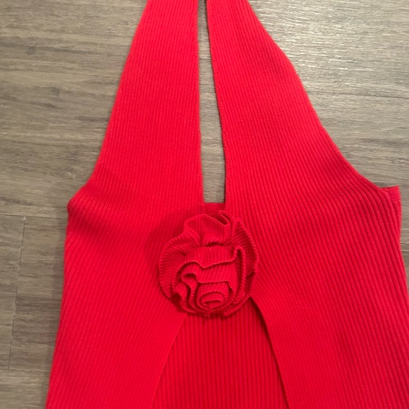 PrettyLittleThing Bright Red Knit Top - Picture 1 of 3